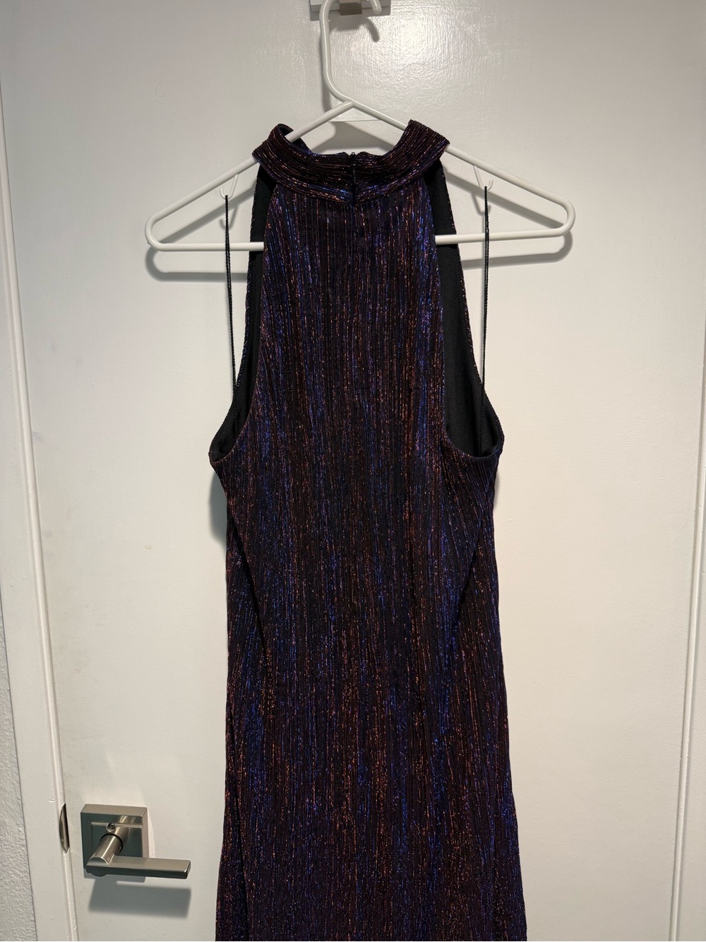 Nicole Metallic High-Neck Dress - Purple/Pink/Black